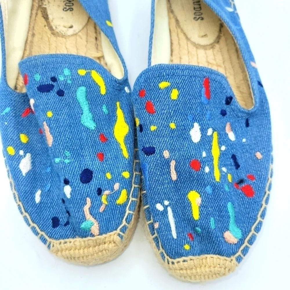 Soludos Multicolor Paint Splatter Espadrilles Flats Size 7.5